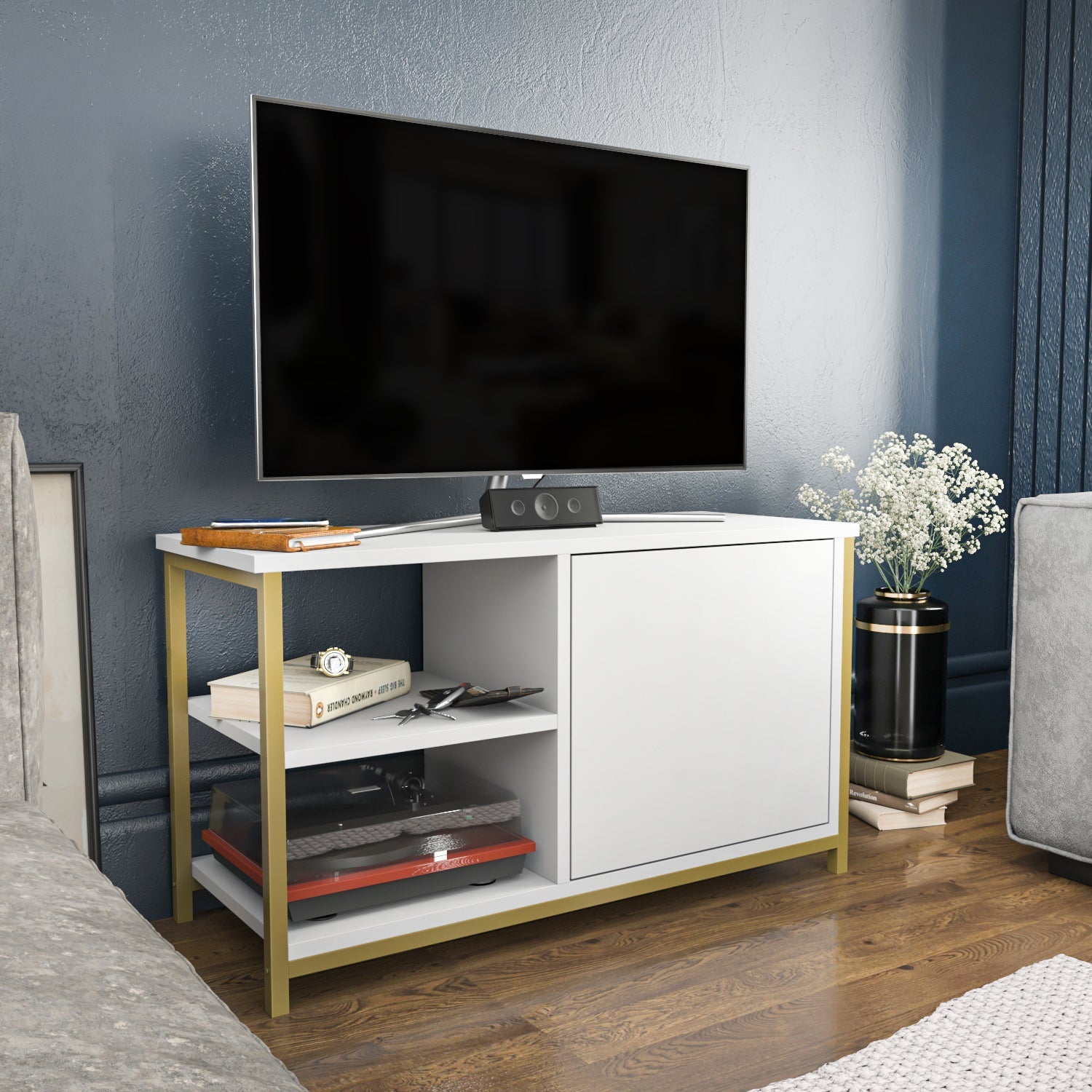 Muskegon TV Unit - Gold -White by DECOROTIKA | Souqify