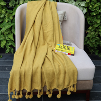 Mustard Handwoven Cotton Throw with fringe 50