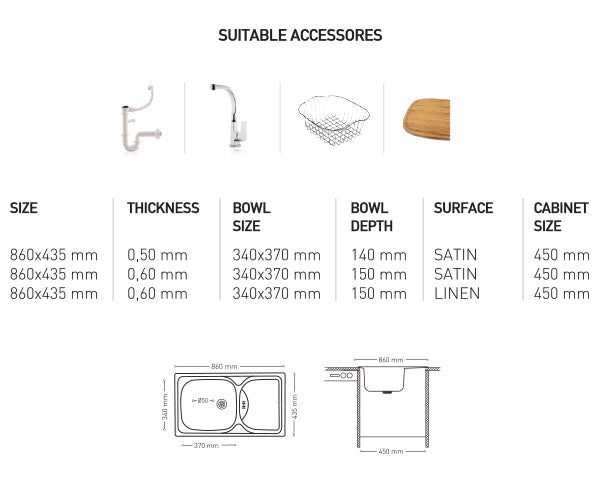 N015 INSET SERIES SINGLE BOWL KITCHEN SINK by Maykromluks | Souqify