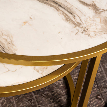 Nesting Table (2 Pieces) Tambur - Gold-TB2PCT03 Gold
White 88 X 85 X 15 by DECOROTIKA | Souqify