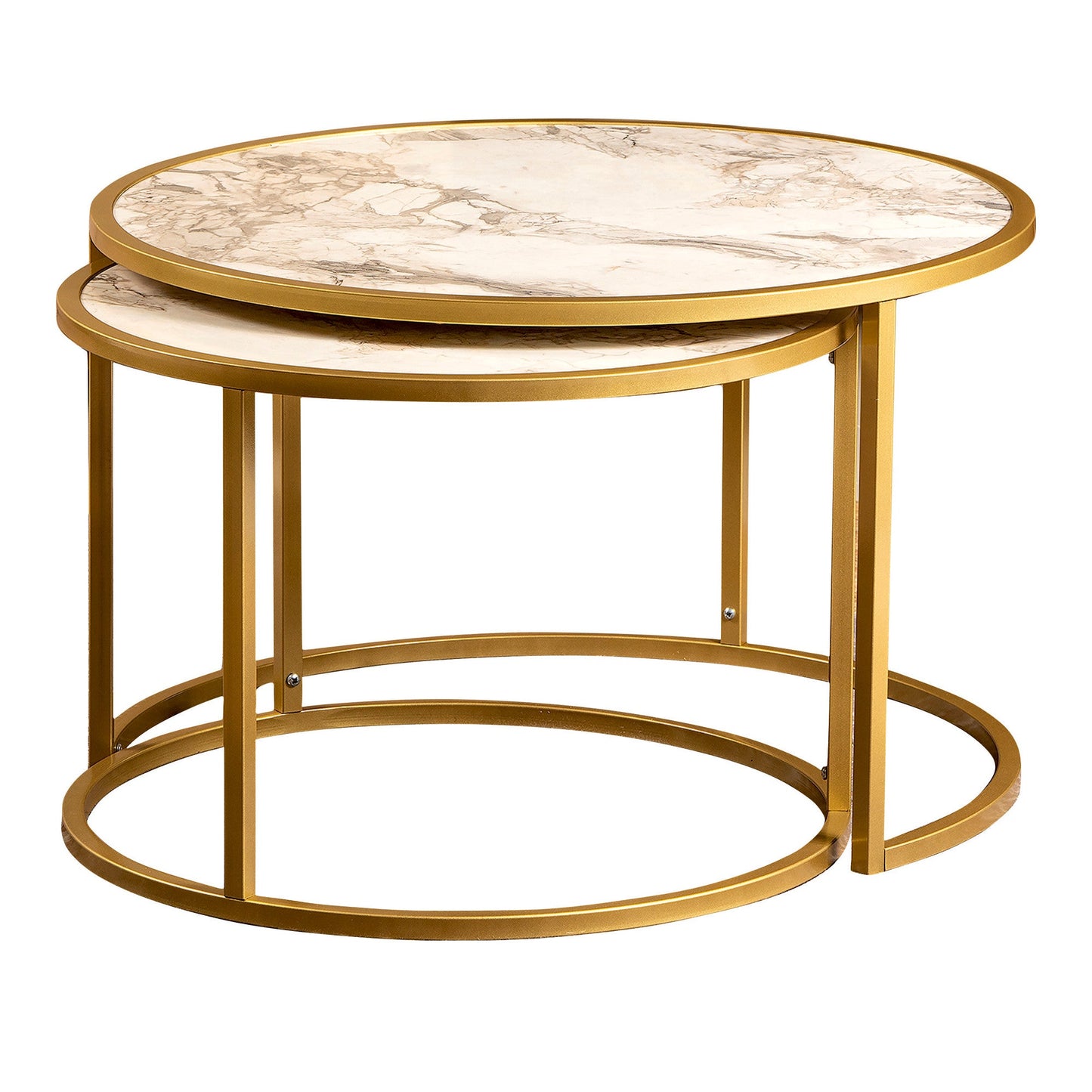 Nesting Table (2 Pieces) Tambur - Gold-TB2PCT03 Gold
White 88 X 85 X 15 by DECOROTIKA | Souqify