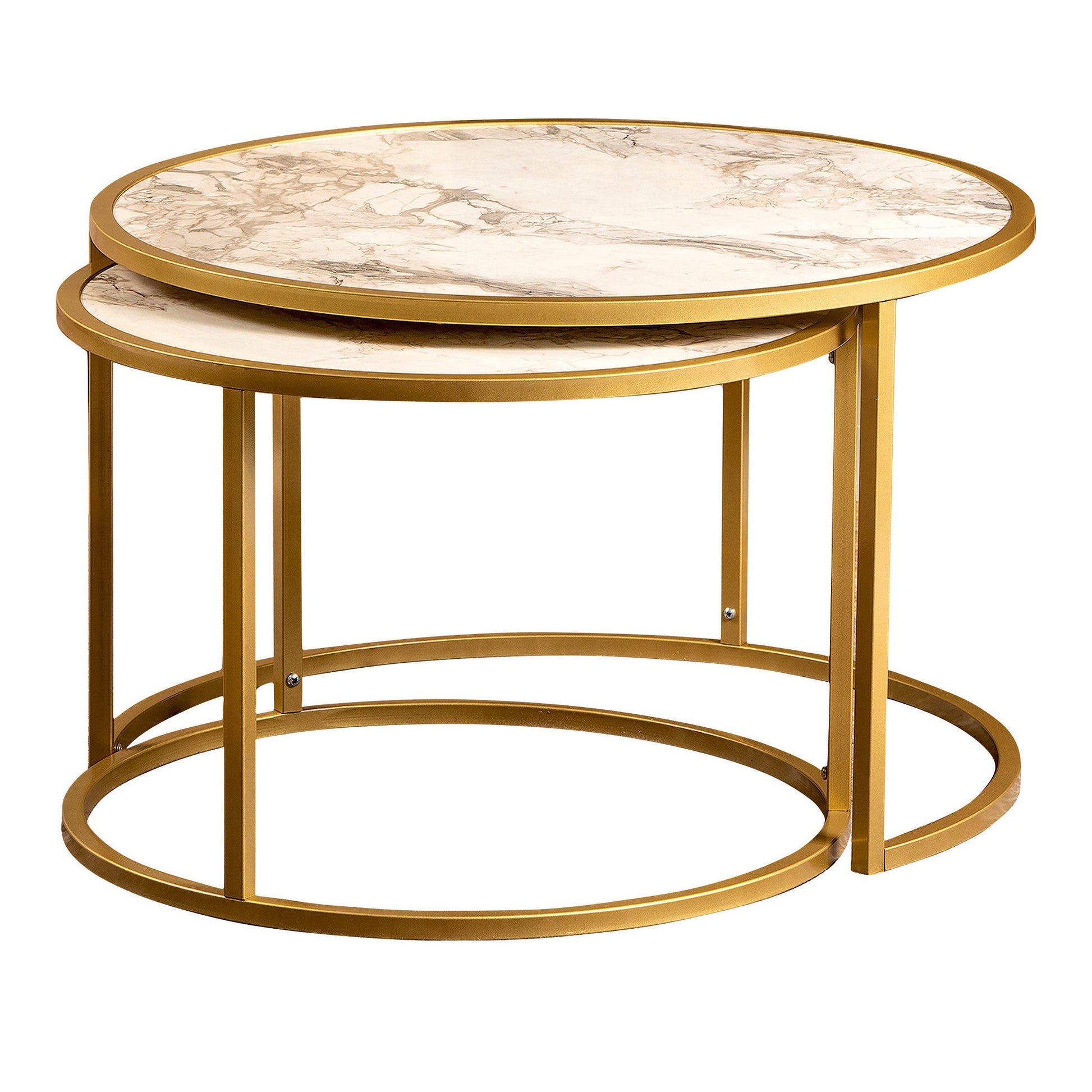 Nesting Table (2 Pieces) Tambur - Gold-TB2PCT03 Gold
White 88 X 85 X 15 by DECOROTIKA | Souqify