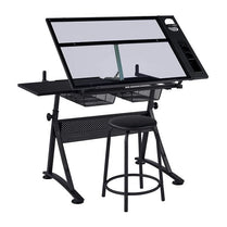 New A1 Drafting Desk Glass Top Drawing Desk Table by Treejar | Souqify