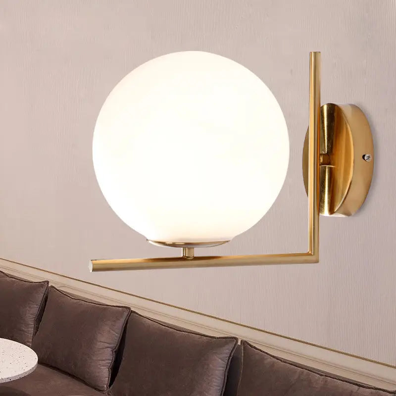 Nordic ball glass wall lamp modern minimalist bedroom bedside living room creative corridor aisle decorative wall lamp by Zhongsan | Souqify