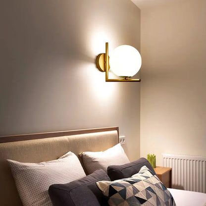 Nordic ball glass wall lamp modern minimalist bedroom bedside living room creative corridor aisle decorative wall lamp by Zhongsan | Souqify