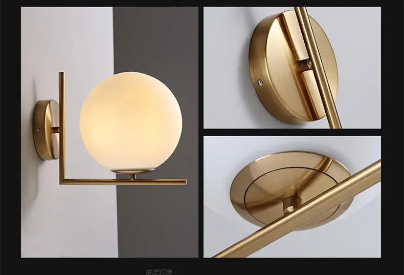 Nordic ball glass wall lamp modern minimalist bedroom bedside living room creative corridor aisle decorative wall lamp by Zhongsan | Souqify