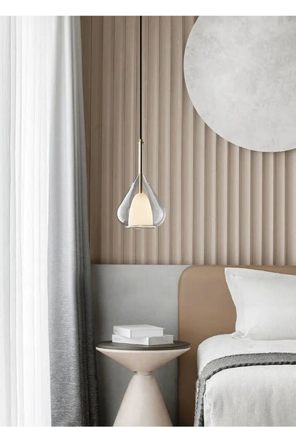 Nordic bedside glass chandelier bedroom simple Italian minimalist creative restaurant bar designer chandelier by Zhongsan | Souqify