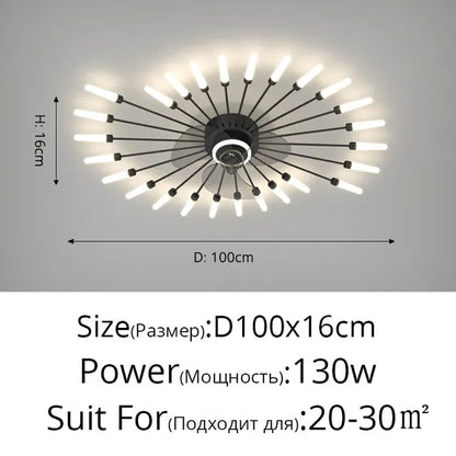 Nordic ceiling fan with light fireworks Bedroom invisible ceiling fan fashion chandelier lighting living room ceiling fan lights by Zhongsan | Souqify