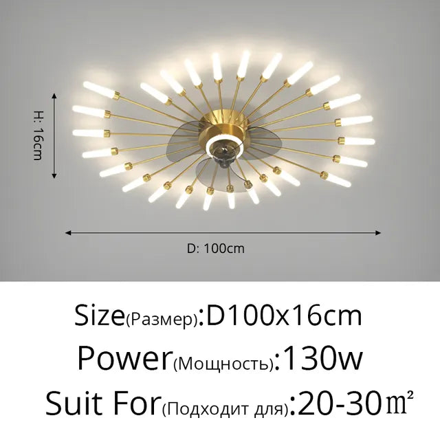 Nordic ceiling fan with light fireworks Bedroom invisible ceiling fan fashion chandelier lighting living room ceiling fan lights by Zhongsan | Souqify