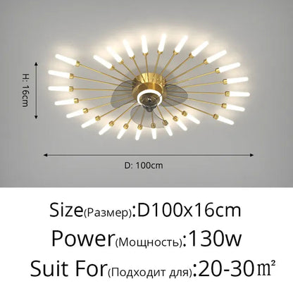 Nordic ceiling fan with light fireworks Bedroom invisible ceiling fan fashion chandelier lighting living room ceiling fan lights by Zhongsan | Souqify