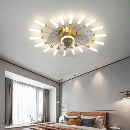 Nordic ceiling fan with light fireworks Bedroom invisible ceiling fan fashion chandelier lighting living room ceiling fan lights by Zhongsan | Souqify