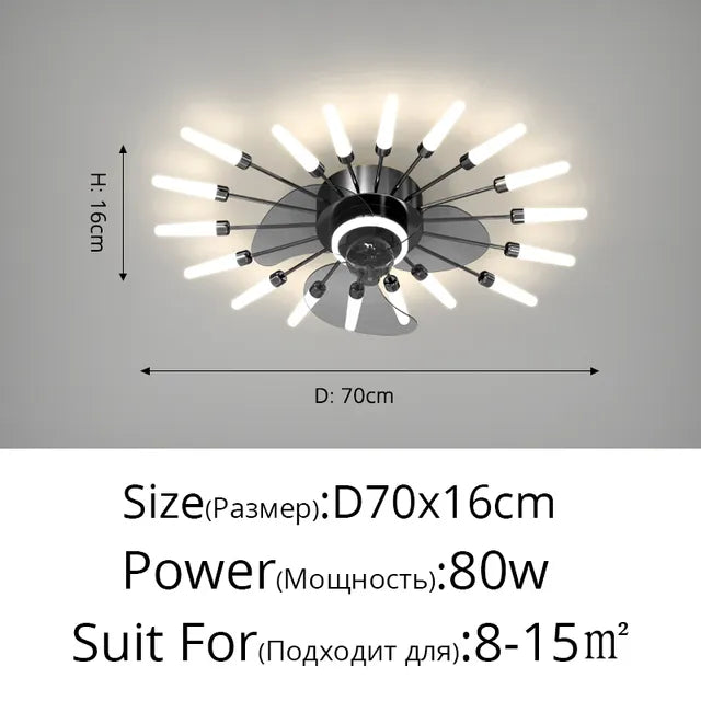 Nordic ceiling fan with light fireworks Bedroom invisible ceiling fan fashion chandelier lighting living room ceiling fan lights by Zhongsan | Souqify