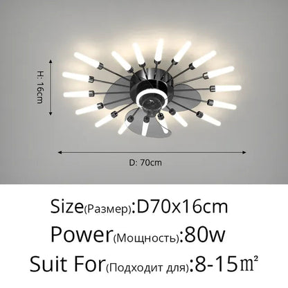 Nordic ceiling fan with light fireworks Bedroom invisible ceiling fan fashion chandelier lighting living room ceiling fan lights by Zhongsan | Souqify