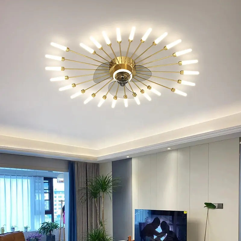 Nordic ceiling fan with light fireworks Bedroom invisible ceiling fan fashion chandelier lighting living room ceiling fan lights by Zhongsan | Souqify