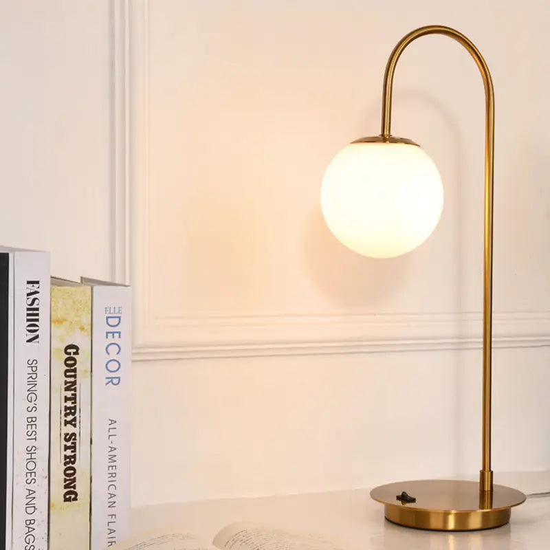 Nordic hotel guest room table lamp golden light luxury living room study bedroom bedside glass ball table lamp by Zhongsan | Souqify