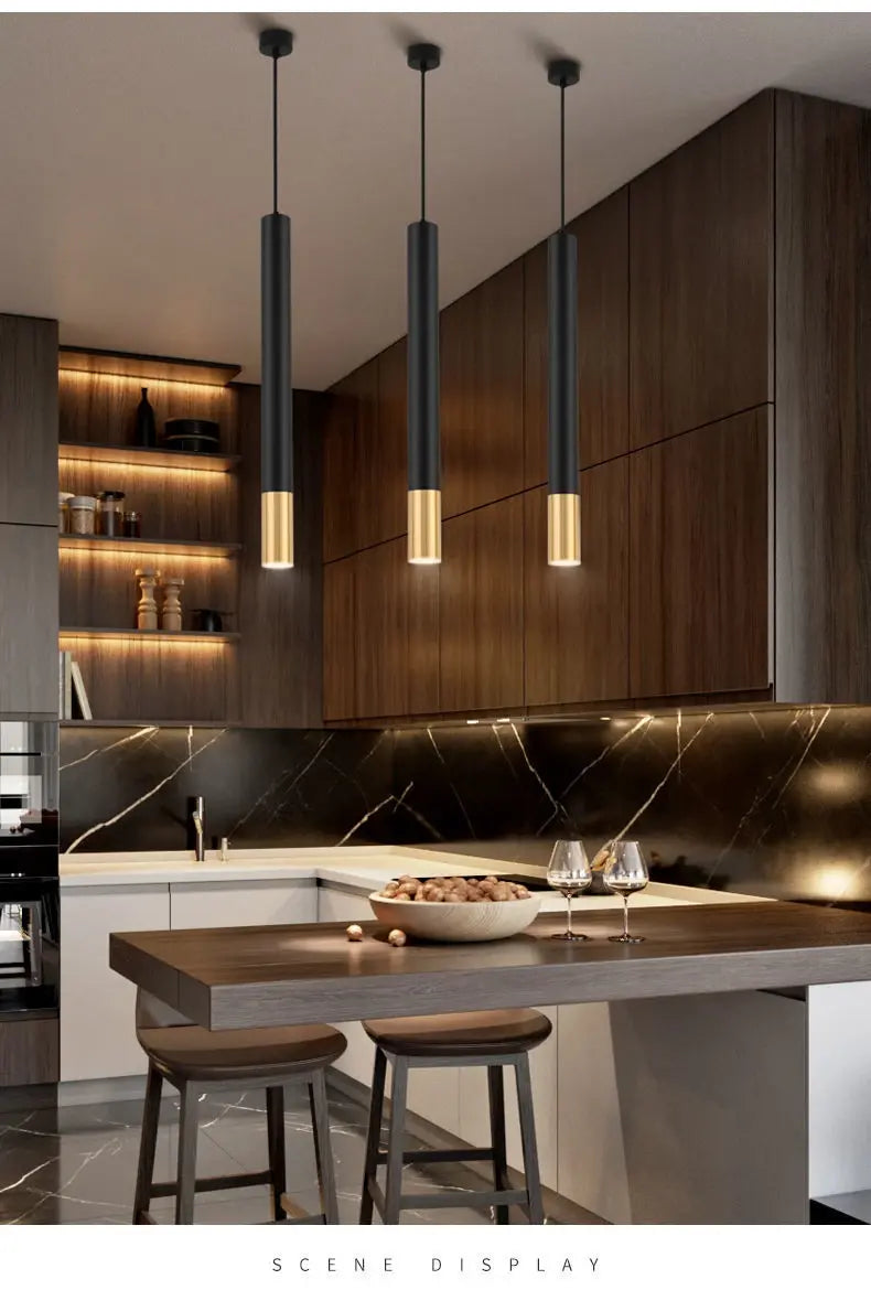 Nordic LED Ac220v 7w 12W Pendant Lamp Long Tube Decoration Cylinder Pipe Light Lamp Light Living Room Kitchen Modern by Zhongsan | Souqify