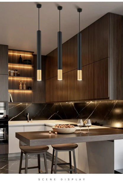 Nordic LED Ac220v 7w 12W Pendant Lamp Long Tube Decoration Cylinder Pipe Light Lamp Light Living Room Kitchen Modern by Zhongsan | Souqify