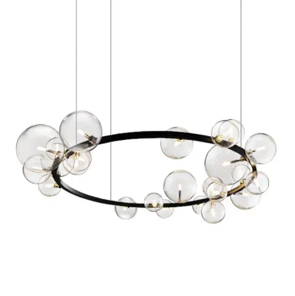 Nordic Living Room Lamp Simple Wind Magic Beans Molecular Bubble Lamp Bedroom Lamp Restaurant Glass Ball Chandelier Black Iron by Zhongsan | Souqify