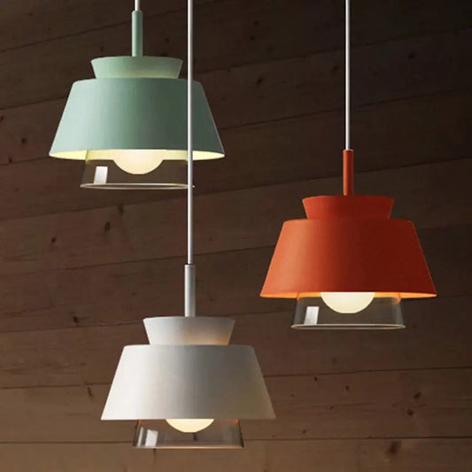Nordic Macaron hanging pendant lights modern wrought iron colorful Frosted lampshades restaurant cafe aisle bar glass droplight by Zhongsan | Souqify