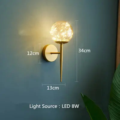 Nordic magic bean wall lamp bedroom bedside lamp warm romantic light luxury living room starry background wall lamp by Zhongsan | Souqify