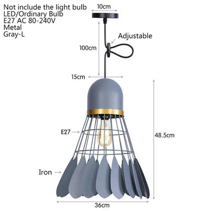 Nordic minimalist creative wrought iron badminton restaurant loft pendant light bar table bedroom bedside balcony fixture by Zhongsan | Souqify