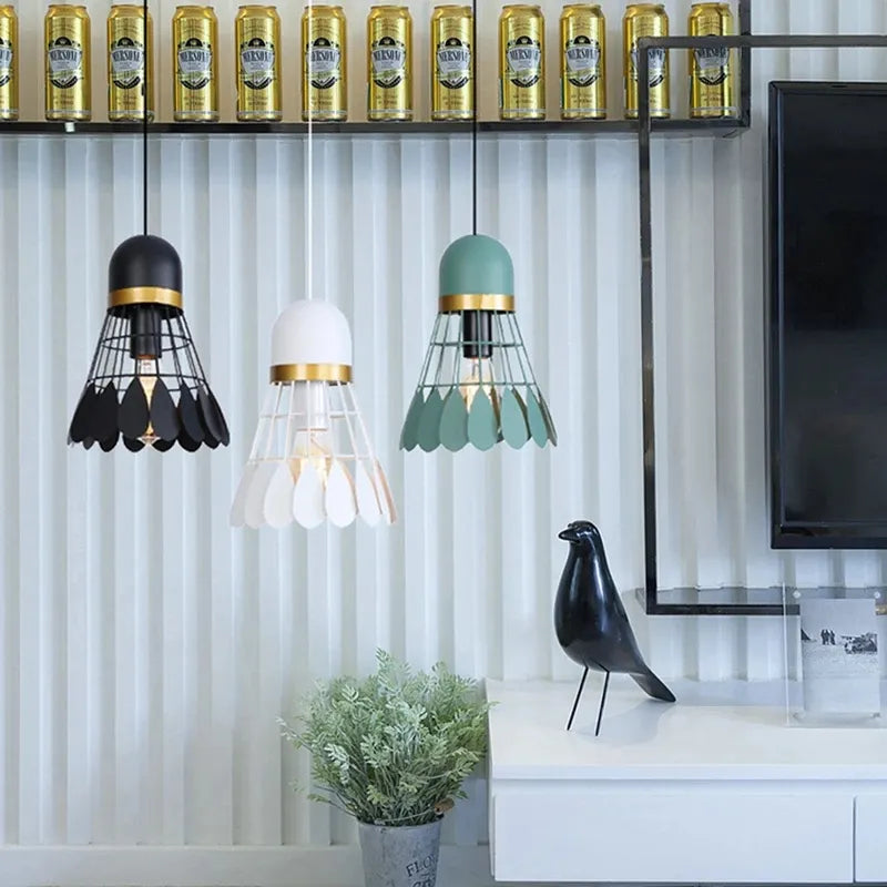 Nordic minimalist creative wrought iron badminton restaurant loft pendant light bar table bedroom bedside balcony fixture by Zhongsan | Souqify