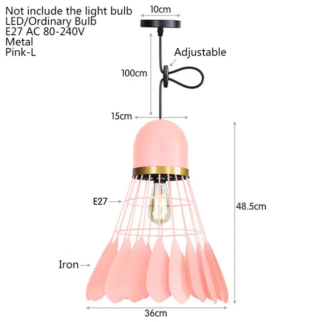 Nordic minimalist creative wrought iron badminton restaurant loft pendant light bar table bedroom bedside balcony fixture by Zhongsan | Souqify