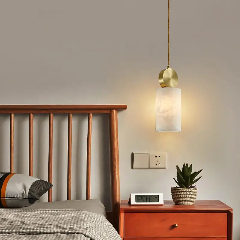 Nordic Modern Copper Marble Light Luxury Pendant Light For Bedroom Restaurant Bedside Lamp Creative Simple Small Chandelier by Zhongsan | Souqify