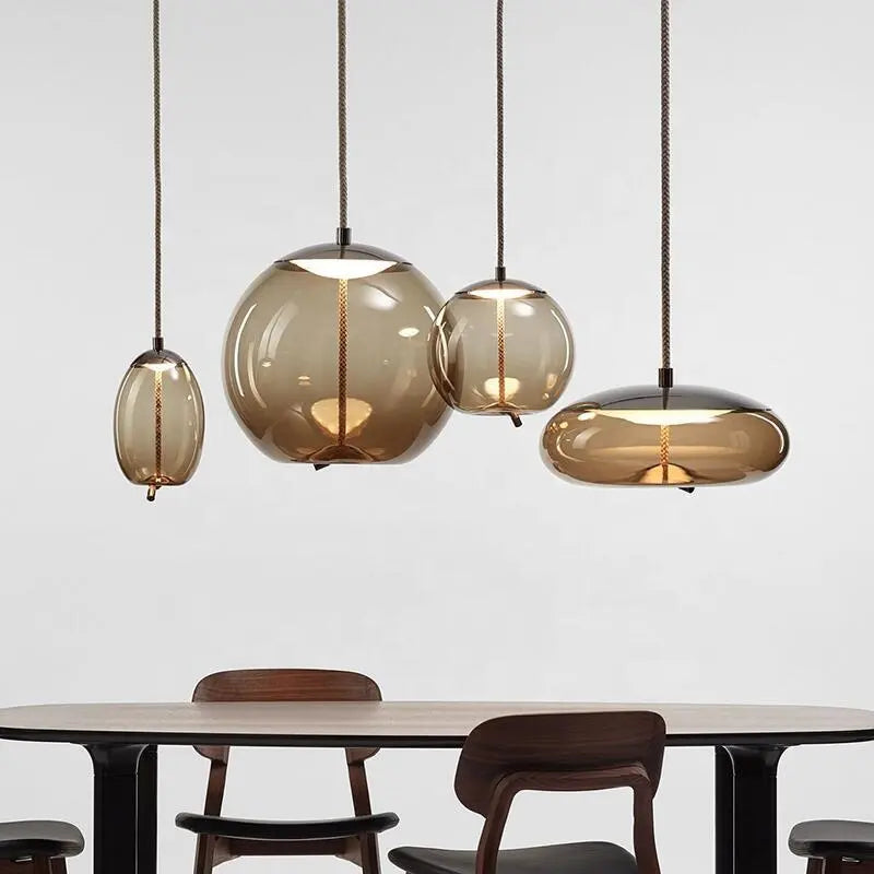 Nordic Modern Globe Industrial Decor LED Lighting Fixtures For Kitchen Restaurant Hanging Pendant Light Glass Chandelier by Zhongsan | Souqify