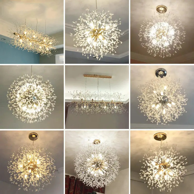 Nordic modern light luxury dandelion chandelier restaurant lighting living room master bedroom creative crystal lighting by Zhongsan | Souqify