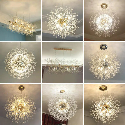 Nordic modern light luxury dandelion chandelier restaurant lighting living room master bedroom creative crystal lighting by Zhongsan | Souqify
