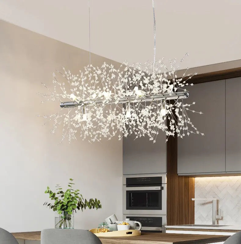 Nordic modern light luxury dandelion chandelier restaurant lighting living room master bedroom creative crystal lighting by Zhongsan | Souqify