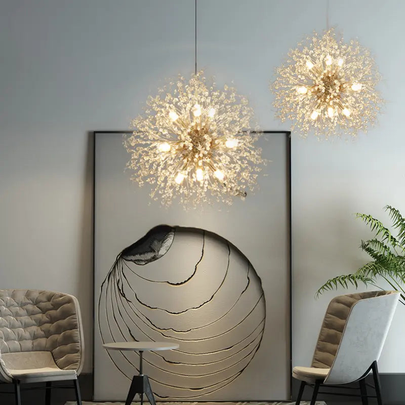 Nordic modern light luxury dandelion chandelier restaurant lighting living room master bedroom creative crystal lighting by Zhongsan | Souqify