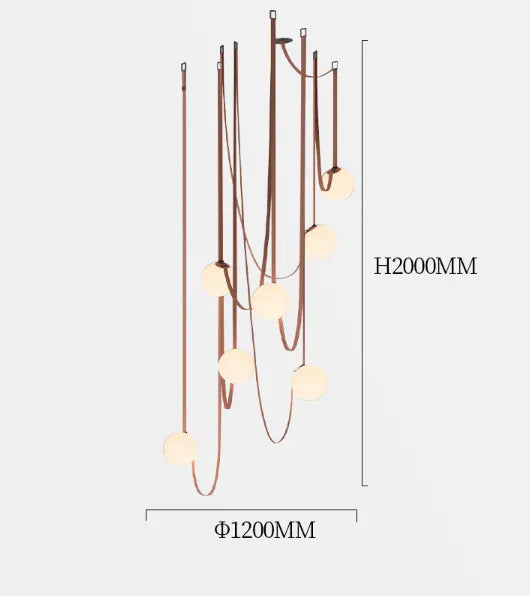 Nordic modern minimalist duplex building lotf stairwell wabi-sabi style designer villa belt living room dining room chandelier by Zhongsan | Souqify