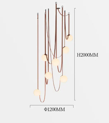 Nordic modern minimalist duplex building lotf stairwell wabi-sabi style designer villa belt living room dining room chandelier by Zhongsan | Souqify