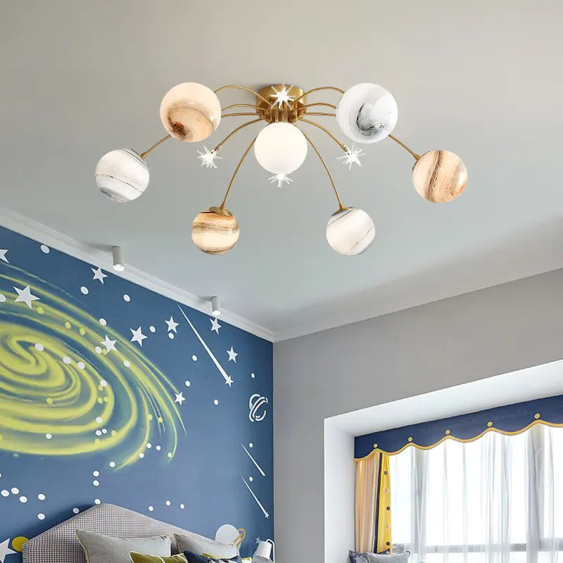 Nordic modern planet lamp wandering earth glass lamp simple space children's room bedroom room ceiling lamp by Zhongsan | Souqify