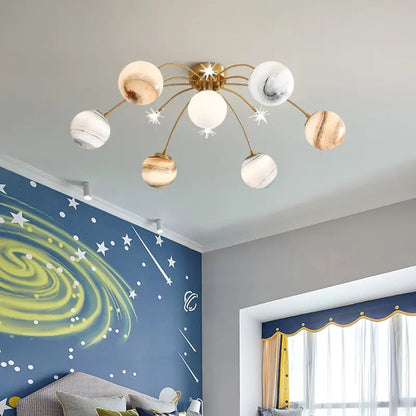 Nordic modern planet lamp wandering earth glass lamp simple space children's room bedroom room ceiling lamp by Zhongsan | Souqify