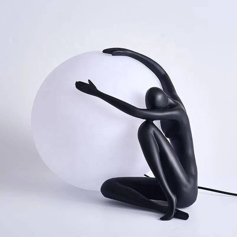 Nordic modern simple humanoid art sculpture holding ball resin led table lamp living room bedroom decoration bedside desk lamps by Zhongsan | Souqify