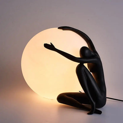 Nordic modern simple humanoid art sculpture holding ball resin led table lamp living room bedroom decoration bedside desk lamps by Zhongsan | Souqify