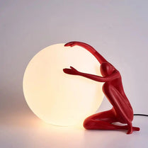 Nordic modern simple humanoid art sculpture holding ball resin led table lamp living room bedroom decoration bedside desk lamps by Zhongsan | Souqify