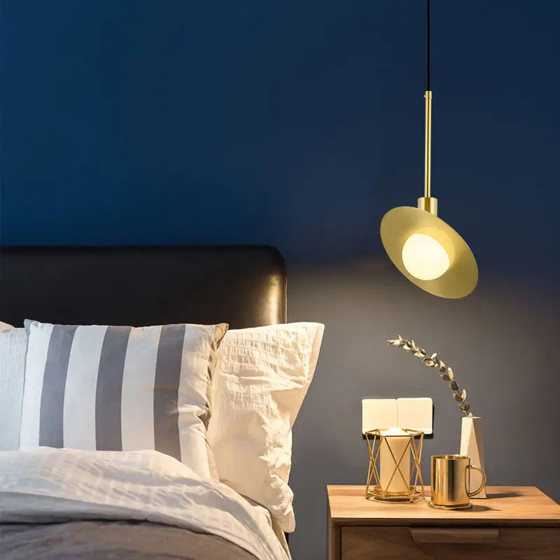 Nordic personality copper glass ball chandelier simple creative dining room living room bedroom head of bed designer by Zhongsan | Souqify