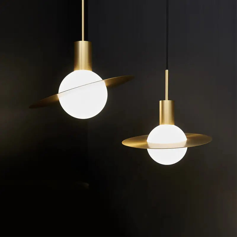 Nordic personality copper glass ball chandelier simple creative dining room living room bedroom head of bed designer by Zhongsan | Souqify