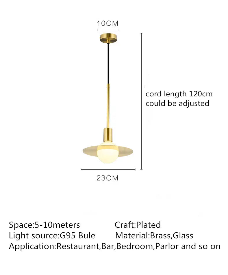 Nordic personality copper glass ball chandelier simple creative dining room living room bedroom head of bed designer by Zhongsan | Souqify