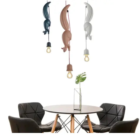 Nordic Resin Squirrel Led Pendant Lights Modern Industrial Hanging Animal Lamp for Children's Room Kitchen Loft Decor Fixtures by Zhongsan | Souqify