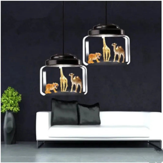 Nordic restaurant glass chandelier coffee shop kindergarten classroom personality creative cartoon animal chandelier by Zhongsan | Souqify