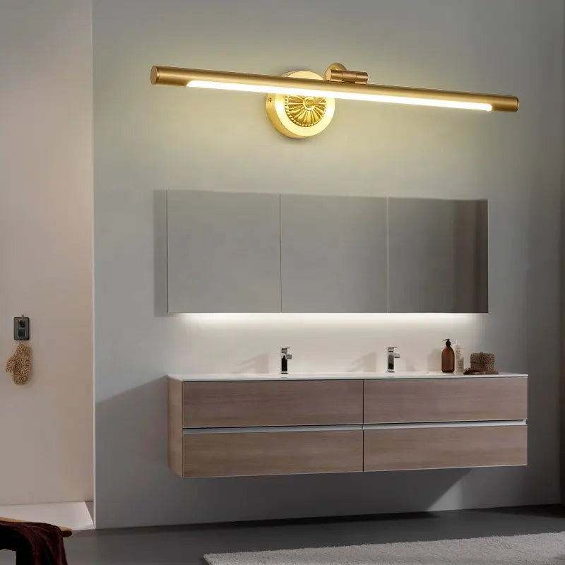 Nordic Retro Copper Mirror LED Headlight Mirror Cabinet Bathroom Light Vanity Wall Lamp Simple Toilet Makeup Lamp by Zhongsan | Souqify