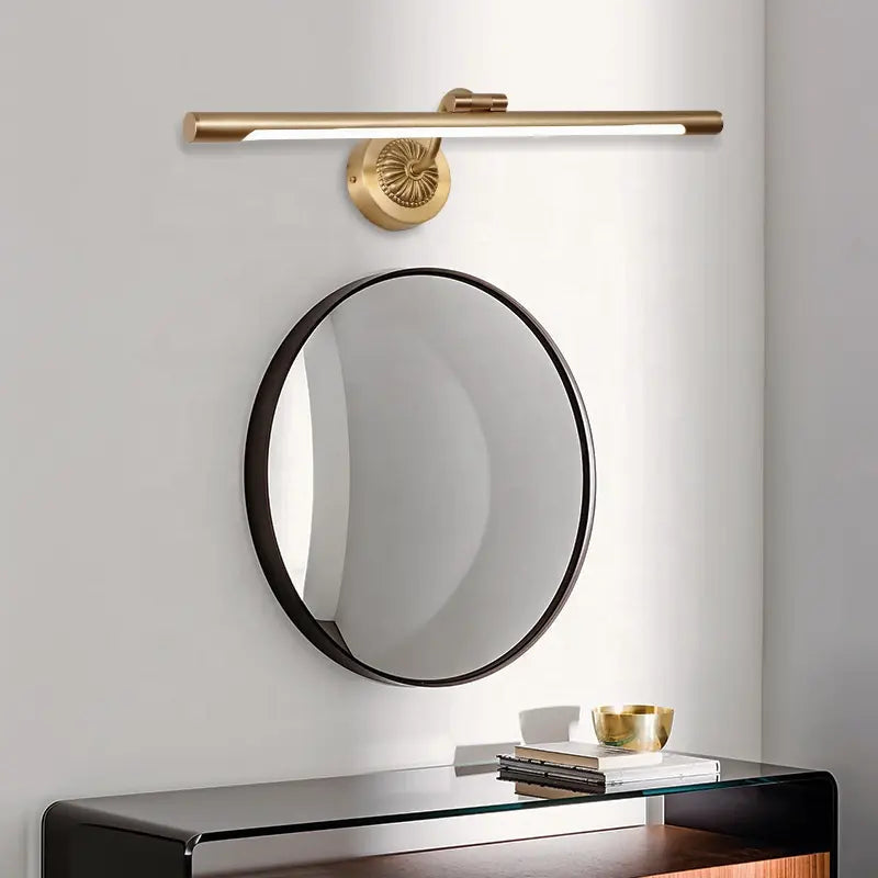 Nordic Retro Copper Mirror LED Headlight Mirror Cabinet Bathroom Light Vanity Wall Lamp Simple Toilet Makeup Lamp by Zhongsan | Souqify