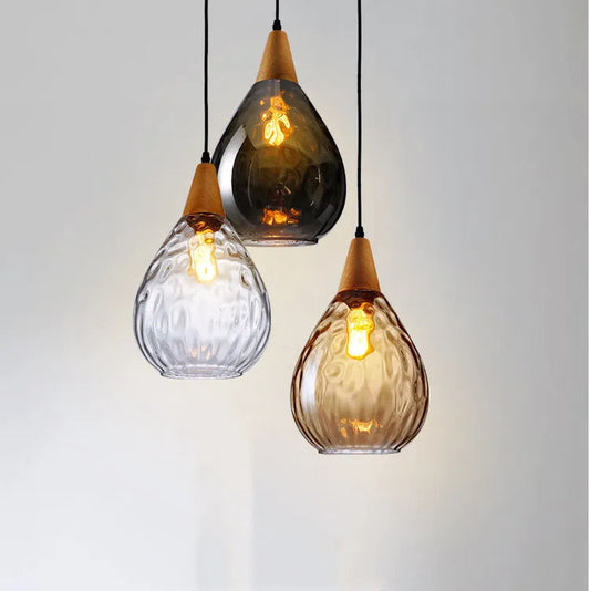 Nordic solid wood glass chandelier Modern style bedside bar dining room glass chandelier by Zhongsan | Souqify