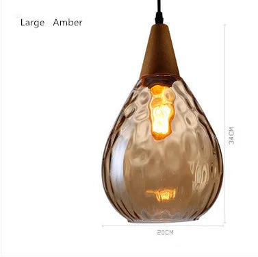 Nordic solid wood glass chandelier Modern style bedside bar dining room glass chandelier by Zhongsan | Souqify