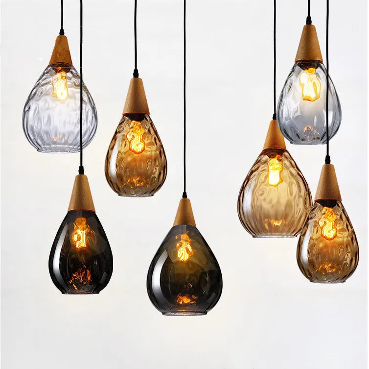 Nordic solid wood glass chandelier Modern style bedside bar dining room glass chandelier by Zhongsan | Souqify